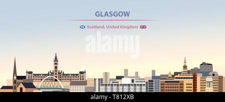 Glasgow City Skyline auf schönen Tages Hintergrund Vector Illustration Stock Vektor