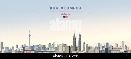 Kuala Lumpur Skyline der Stadt auf schönen Tages Hintergrund Vector Illustration Stock Vektor