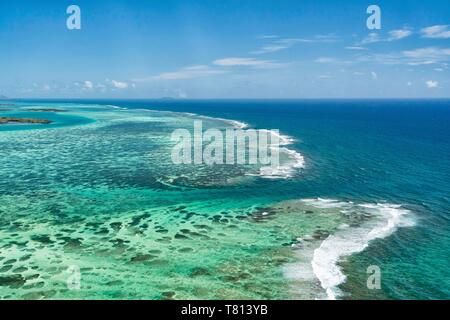 Mauritius, Riviere du Rempart Bezirk, Grand Gaube, wasserflugzeug Flug auf die Lagune Stockfoto