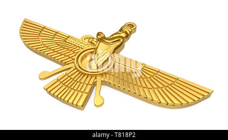 Golden Symbol Faravahar isoliert Stockfoto