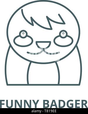 Lustige badger Vektor Symbol Leitung, lineare Konzept erläutern, Zeichen, Symbol Stock Vektor