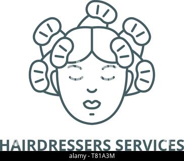 Friseure Dienstleistungen vektor Symbol Leitung, lineare Konzept erläutern, Zeichen, Symbol Stock Vektor
