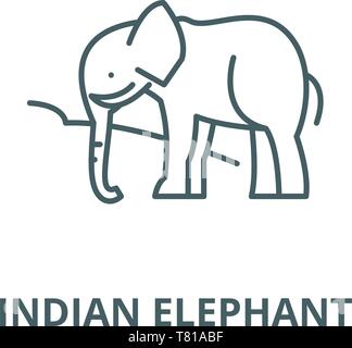 Indischer Elefant vektor Symbol Leitung, lineare Konzept erläutern, Zeichen, Symbol Stock Vektor