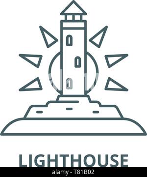 Leuchtturm vektor Symbol Leitung, lineare Konzept erläutern, Zeichen, Symbol Stock Vektor