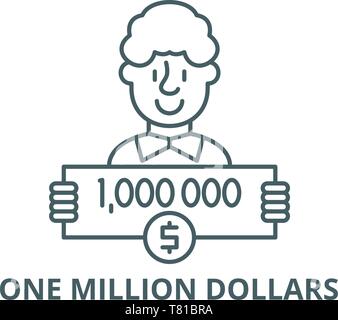 Eine Million Dollar vektor Symbol Leitung, lineare Konzept erläutern, Zeichen, Symbol Stock Vektor