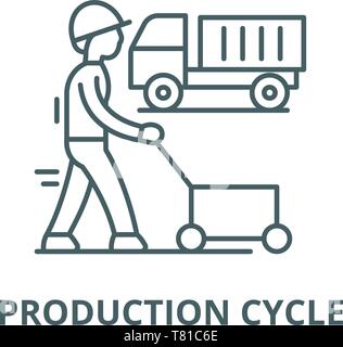 Produktionszyklus vektor Symbol Leitung, lineare Konzept erläutern, Zeichen, Symbol Stock Vektor