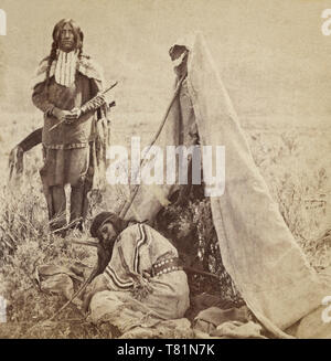 Native American Medicine Man und kranke Frau, 1870 Stockfoto