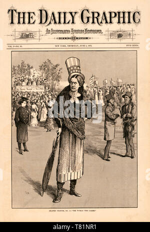 Cartoon von Susan B. Anthony Campaigning, 1873 Stockfoto