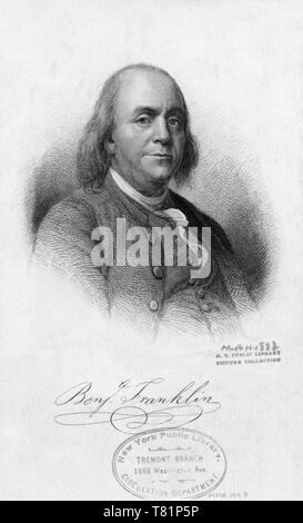 Benjamin Franklin, amerikanischer Universalgelehrter Stockfoto