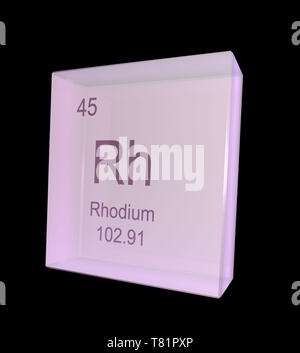 Rhodium, chemisches Element, Symbol, Abbildung Stockfoto