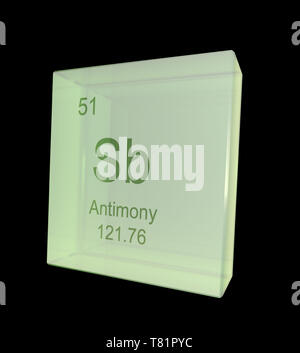 Antimon, chemisches Element, Symbol, Abbildung Stockfoto