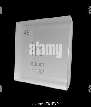 Indium, chemisches Element, Symbol, Abbildung Stockfoto