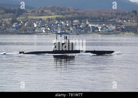 KNM Utsira (S301), ein Ula-u-Boot von der norwegischen Marine betrieben, vorbei an Gourock während der Übung gemeinsame Krieger 19-1. Stockfoto