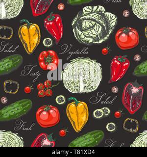 Nahtlose Muster mit farbigen Gemüse. Vector Illustration für Ihr Design Stock Vektor
