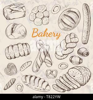 Vintage Vector Illustration gezeichnet - Bäckerei. Ökologische Lebensmittel. Vector Illustration für Ihr Design Stock Vektor