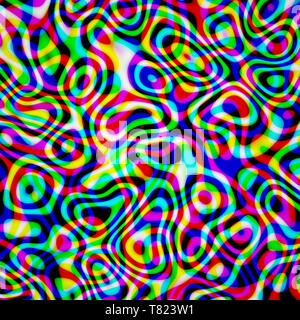 Computer generiert abstrakte bunte Muster auf schwarzen Hintergrund. Stockfoto