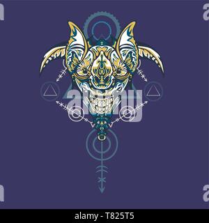 Vector Illustration. Roboter die heilige Geometrie. Für t-shirt, Poster, Aufkleber. Linienstil an. - Vektor Stock Vektor