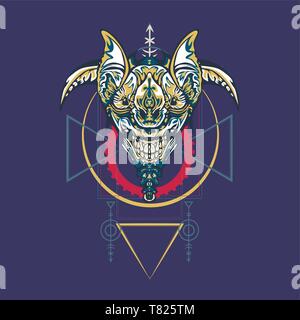Vector Illustration. Roboter die heilige Geometrie. Für t-shirt, Poster, Aufkleber. Linienstil an. - Vektor Stock Vektor