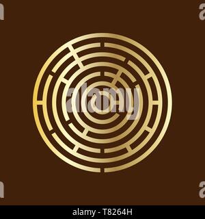 Runde gold Labyrinth Labyrinth Spiel Vector Illustration EPS 10. Stock Vektor