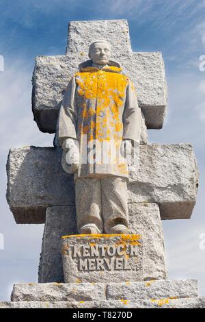 Frankreich, Finistere, Ponant Inseln, Ile de Sein, die Sein Insel denkmal Französisch Menschen und Soldaten zu befreien Stockfoto