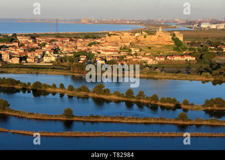 Frankreich, Bouches-du-Rhone, Fos-sur-Mer, Teich des Magens (Luftbild) Stockfoto