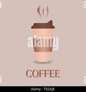 Verfügbare Kaffee Tasse Abbildung auf beigen Hintergrund isoliert. Kaffee trinken gehen. Dekoratives Element für Menü, Anzeige, Plakat Design. Vector EPS 10 Symbol Stock Vektor
