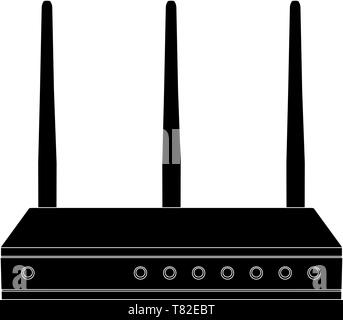 Wlan-Router. Flache schwarze Symbol Stock Vektor