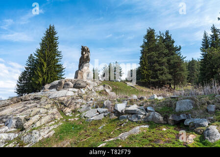 Koprivshtitsa, Bulgarien: Equestrian Stein Statue von Georgi Benkovski in Koprivshtitsa Stockfoto