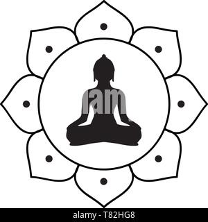 Buddha silhouette vector Shadow schwarz Buddhismus meditiert Stock Vektor