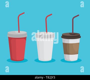 Eingestellt von toxischen Plastikbecher, dass Ökologie Umweltverschmutzung Stock Vektor