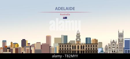 Adelaide City Skyline auf schönen Tages Hintergrund Vector Illustration Stock Vektor