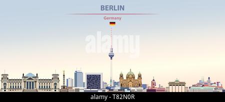 Berlin City Skyline auf schönen Tages Hintergrund Vector Illustration Stock Vektor