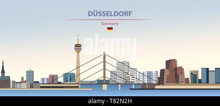 Düsseldorf City Skyline auf schönen Tages Hintergrund Vector Illustration Stock Vektor