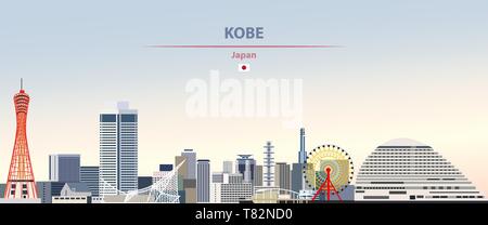 Die Stadt Kobe Skyline auf schönen Tages Hintergrund Vector Illustration Stock Vektor