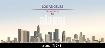 Los Angeles Skyline der Stadt auf schönen Tages Hintergrund Vector Illustration Stock Vektor