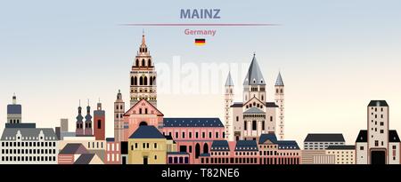 Mainz City Skyline auf schönen Tages Hintergrund Vector Illustration Stock Vektor