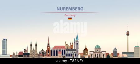 Nürnberg City Skyline auf schönen Tages Hintergrund Vector Illustration Stock Vektor