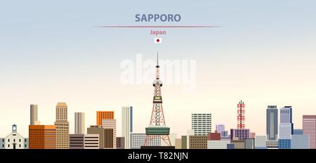 Sapporo City Skyline auf schönen Tages Hintergrund Vector Illustration Stock Vektor