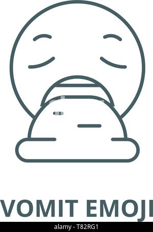 Erbrechen emoji Vektor Symbol Leitung, lineare Konzept erläutern, Zeichen, Symbol Stock Vektor