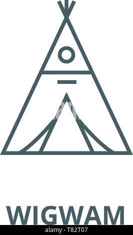 Wigwam vektor Symbol Leitung, lineare Konzept erläutern, Zeichen, Symbol Stock Vektor