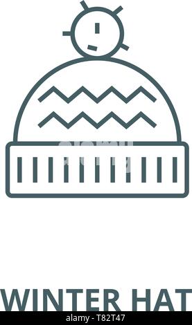 Winter hat Vektor Symbol Leitung, lineare Konzept erläutern, Zeichen, Symbol Stock Vektor