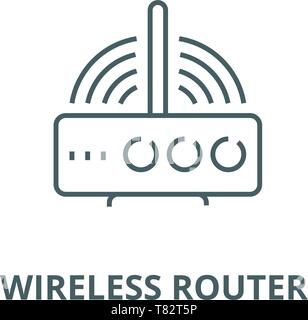 Wireless Router vektor Symbol Leitung, lineare Konzept erläutern, Zeichen, Symbol Stock Vektor