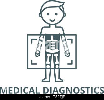 X-ray, medizinische Diagnose mann Vektor Symbol Leitung, lineare Konzept erläutern, Zeichen, Symbol Stock Vektor