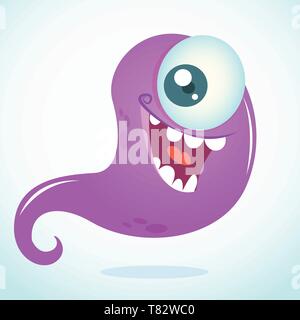 Happy Cartoon Monster mit einem Auge. Vektor Halloween Abbildung: purple Ghost Stock Vektor