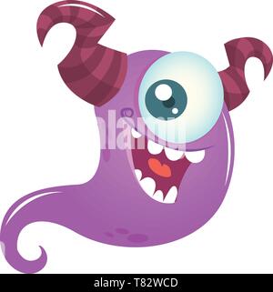 Happy Cartoon Monster mit einem Auge. Vektor Halloween Abbildung: purple Ghost Stock Vektor