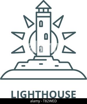 Leuchtturm vektor Symbol Leitung, lineare Konzept erläutern, Zeichen, Symbol Stock Vektor