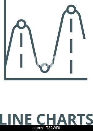 Liniendiagramme, Frequenz Grafiken vektor Symbol Leitung, lineare Konzept erläutern, Zeichen, Symbol Stock Vektor