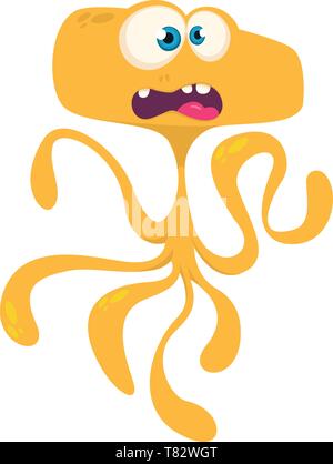 Cute Cartoon Monster, Außerirdische oder Oktopus. Vector Illustration von Orange monster Stock Vektor