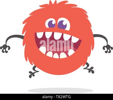 Cartoon Happy Monster mit großen Mund Lachen. Vector Illustration der Roten monster Charakter. Halloween Design Stock Vektor