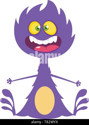 Wütend cartoon Dragon. Vektor Halloween violett Monster Abbildung. Stock Vektor